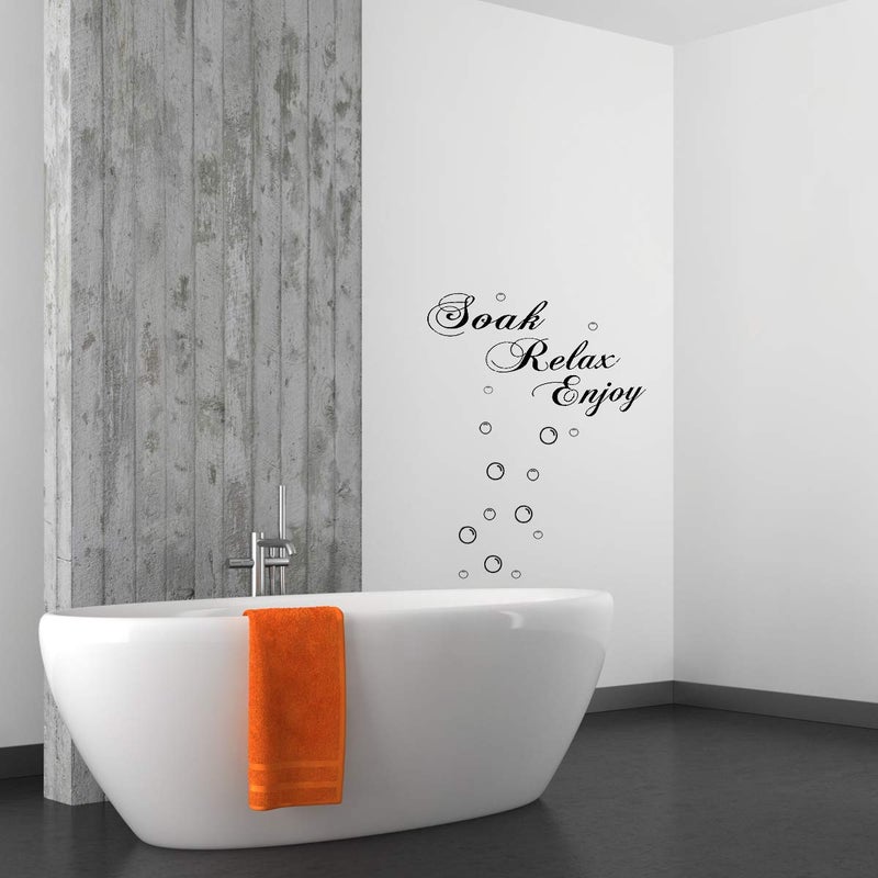 Lchen Soak Relax Enjoy Wall Sticker PVC Removable Bathroom Wall Decal Home Decoration (Black) - Image 3
